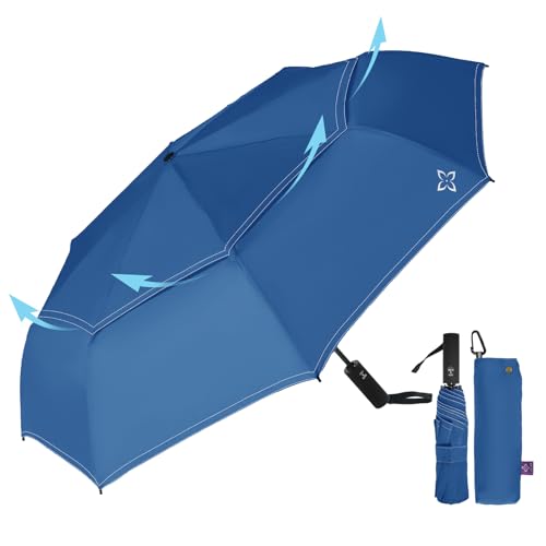 Windproof Travel Umbrella, Compact auto open/close Umbrellas for Rain - color: RoyalBlue(G)