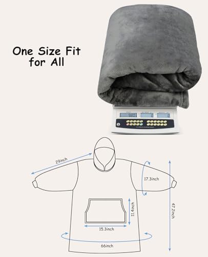 Sendowtek Hooded Wearable Blanket for Women Men 3.9ft Long, Grey - color: Grey
