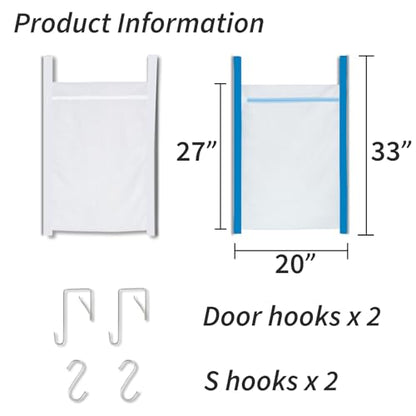Over Door Large Mesh Laundry Hamper Bag, 2 Pcs Washable Laundry Basket for Bedroom/Dorm/Bathroom