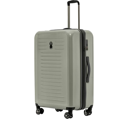 Spyder Rails 29 Inch Expandable Hardside Checked Suitcase with 360° Spinner Wheels, TSA Approved Lock - color: Moss Gray, size: Large Checked