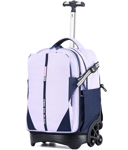 NEW TILAMI 18 Inch Expandable Rolling Backpack Stair-Climbing for School - color: Purple
