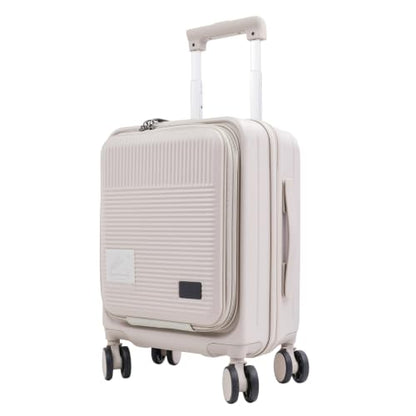 16" Underseat Luggage, Front Opening Carry On, Beige - color: Beige