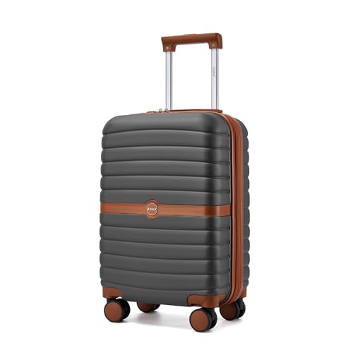 Kono Expandable Carry On Luggage 22x14x9 Airline Approved Grey/Brown - color: Grey/Brown, size: Carry-on 20-inch