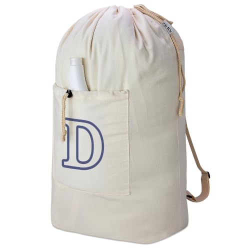 Laundry Bag Backpack Personalized Initial Canvas Laundry Bag, Letter D - color: Letter D, size: X-Large