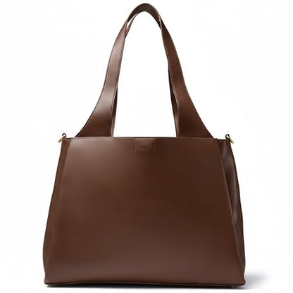 July Juliette Soft Work Tote Bag, Laptop Sleeve, 18L, Chocolate Brown - color: Chocolate Brown