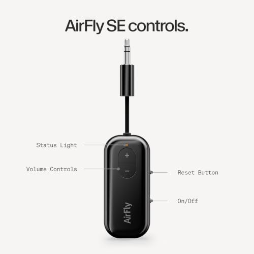 Twelve South AirFly SE, Bluetooth Wireless Audio Transmitter Adapter, Black - color: Black, style: AirFly SE