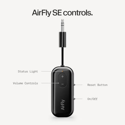 Twelve South AirFly SE, Bluetooth Wireless Audio Transmitter Adapter, Black - color: Black, style: AirFly SE