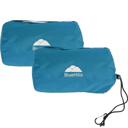 BlueHills Ultra Compact Travel Blanket Pillow 2 Pack Airplane Peacock Teal - color: C-204-2pk-teal