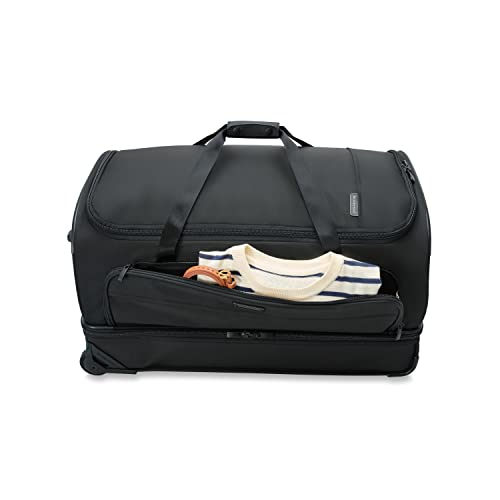 Briggs & Riley Large 2-Wheel Duffle - Checked Luggage for Travel, Suitcases with Wheels, Softside Rolling Bag for Men & Women, Self-Repairing Zipper - Baseline Collection, Black