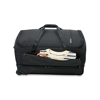 Briggs & Riley Large 2-Wheel Duffle - Checked Luggage for Travel, Suitcases with Wheels, Softside Rolling Bag for Men & Women, Self-Repairing Zipper - Baseline Collection, Black