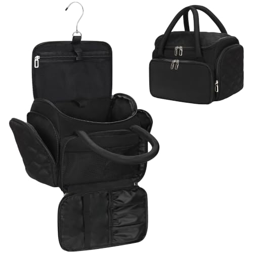 Travel Toiletry Bag with Hanging Hook for Full Sized Container - color: Black, size: X Large