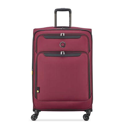 DELSEY PARIS Sky Max 3.0, 28 Inch Checked-Large Luggage, Burgundy | Checked-In Suitcase, Softside, Lightweight Durable Construction, Double Spinner Wheels, Soft Touch Carry handle - color: Burgundy, size: Checked-Large, 28 Inch
