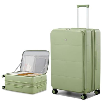 Hanke Expandable Large Checked Luggage, 28 Inch Top Opening Suitcase - color: Bamboo Green, size: 28 Inch EXT
