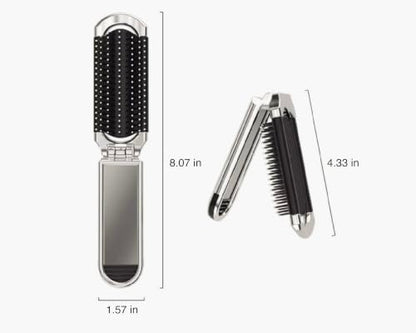 Travel Jewelry Case with Tangle-Free Necklace Holder, Foldable Mirror Brush