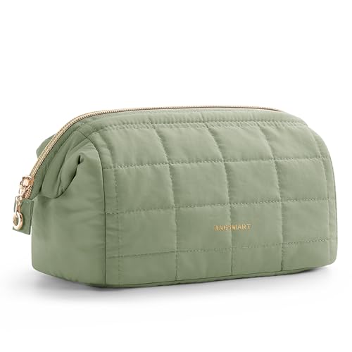 BAGSMART Makeup Bag Travel Toiletry Bag, Wide-open Zipper Pouch, Sage Green - color: 14-Sage Green