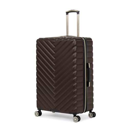 Kenneth Cole REACTION Madison Square Lightweight Hardside Chevron Expandable Spinner Luggage, Chocolate Brown, 28-Inch Checked - color: Chocolate Brown, size: 28-Inch Checked