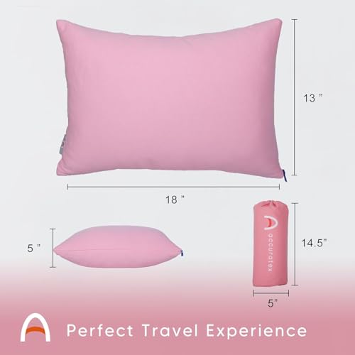 ACCURATEX Camping Pillow, Cotton Cover Compressible Travel Pillow,13x18 - color: Pink