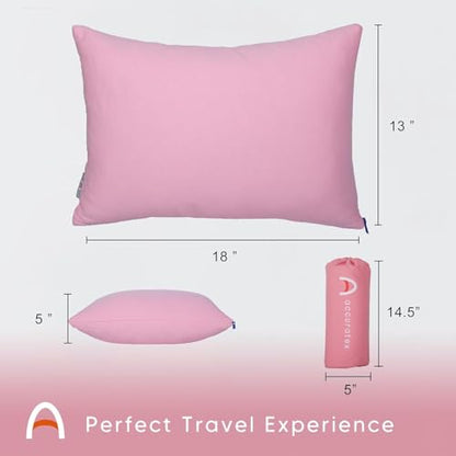 ACCURATEX Camping Pillow, Cotton Cover Compressible Travel Pillow,13x18 - color: Pink