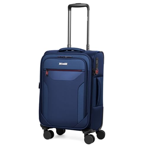 22'' Upright Spinner Softshell Suitcase w/Spinner Wheels - color: Navy, size: Carry-On 22 inch