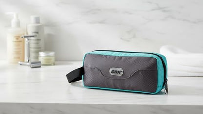 Small Travel Toiletry Bag for Men, Dopp Kit Mens, Zipper Pouch for Travel - color: Grey/Sky Blue