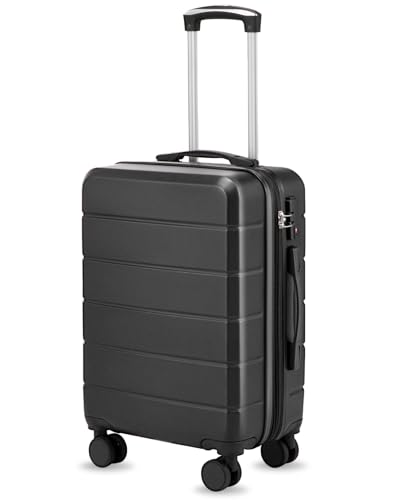 Expandable Hardshell Suitcase with TSA Lock, Carry-On Luggage, 20 Inch - color: Black, size: 20 Inch