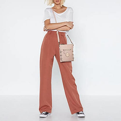 Dasein Women Lightweight Shoulder Purse Soft PU Leather Crossbody Bag Multi Pocket Travel Purses with Double Zipper - color: Pink