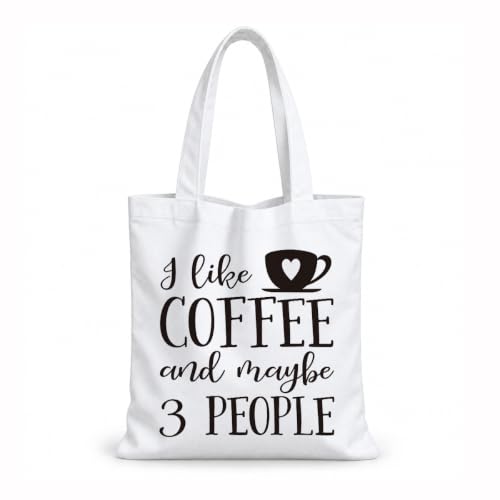 Funny Canvas Tote Bag, Reusable Playful Shoulder Bag, Whimsical Carryall for Shopping Commute Beach - color: Coffee 01