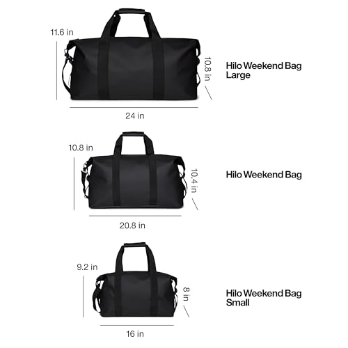 RAINS Hilo Weekend Bag Small – Waterproof Travel Gym Duffel, 4.8 gal - color: black