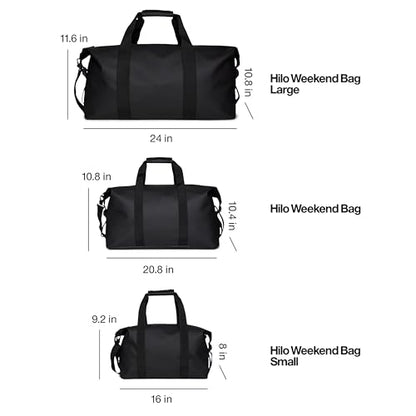 RAINS Hilo Weekend Bag Small – Waterproof Travel Gym Duffel, 4.8 gal - color: black