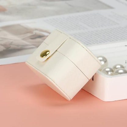 KUKUVR Small Travel Jewelry Ring Stud Earring Box (White) - color: White