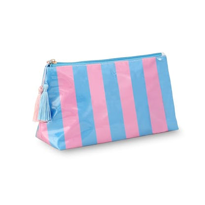 DYSHAYEN Striped Makeup Bag, Blue-Pink - color: Blue-Pink