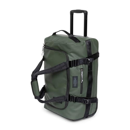 Eastpak Duffel Pack Wheel S – 38L Wheeled Duffel with Telescopic Handle, Convertible Backpack Straps, Weatherproof Finish & Gear Loops - color: Tarp Forest
