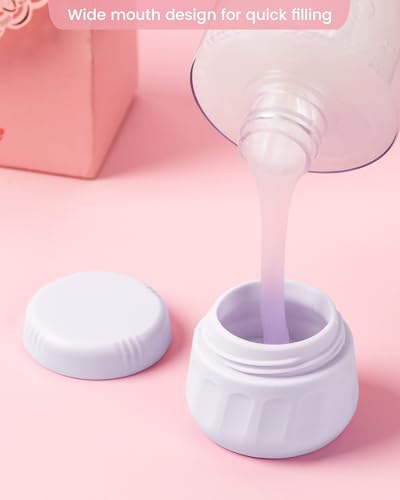 Mrsdry Travel Containers for Toiletries, TSA Approved Travel Size Toiletries 4 Pack, Refillable Containers, With Clear Bag, Leak Proof Silicone Jars, Essentials Creams Jars Carrying Small Items - color: Lavender, size: 1 OZ (30ML)