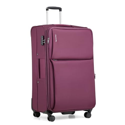 Hanke Large Checked Luggage, 28 Inch Suitcase with Garment Compartment - color: Purple, size: 28 Inch Checked In