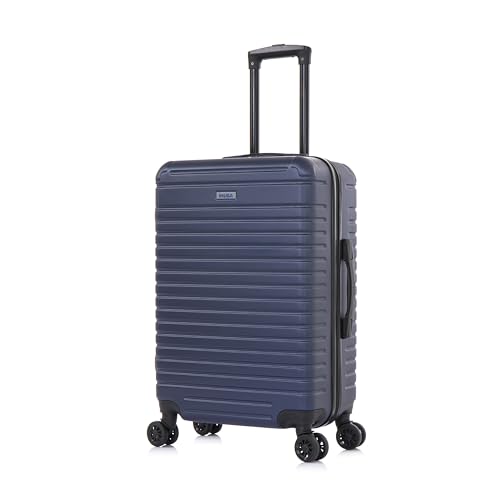 InUSA DEEP Luggage with GEL Handle | Spacious Traveling Suitcases, Travel Suitcase with Dual Spinner Wheels and Studs | 24 Inch Medium Hardside Luggage | Blue - color: Blue, size: 24 Inch