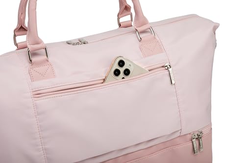 Kinmac Travel Duffel - Overnight Weekender & Gym Bag, Carry-on Tote (Pink) - color: Pink
