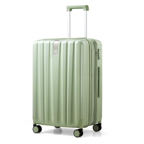 Hanke 24 Inch Expandable Medium Checked Luggage with 8 Spinner Wheels - color: Bamboo Green, size: 24 Inch EXT