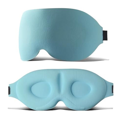 POVVIR 3D Sleeping Eye Mask, Total Blackout Blindfold, Zero Pressure Eye Cover, Breathable Soft Mask, Travel Nap Eye Mask, Deep Night Sleep Mask, Blue - color: Blue