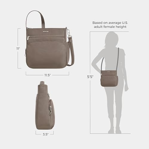 Travelon Anti-Theft Classic North/South Crossbody Bag - color: Hazelnut