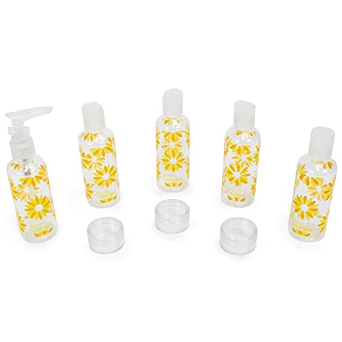 9 Piece TSA Approved Travel Bottle Set - BPA Free (Daisies) - color: Daisies