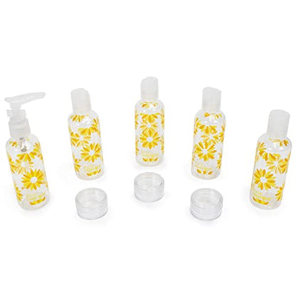 9 Piece TSA Approved Travel Bottle Set - BPA Free (Daisies) - color: Daisies