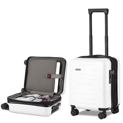 CENSIEN Expandable 16 Inch Underseat Carry On Luggage Airline Approved - color: White, size: 16 Inch Underseat EXT