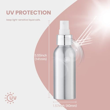Lisapack 3.4 oz Metal Spray Bottle (3 Pack), Small Travel Aluminum Mister - size: 100ml