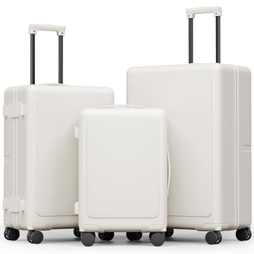 Joyway 3 Piece Luggage Set with Spinner Wheels, 20/24/28 Inch, White - color: White, size: 3-Piece Set (20/24/28)