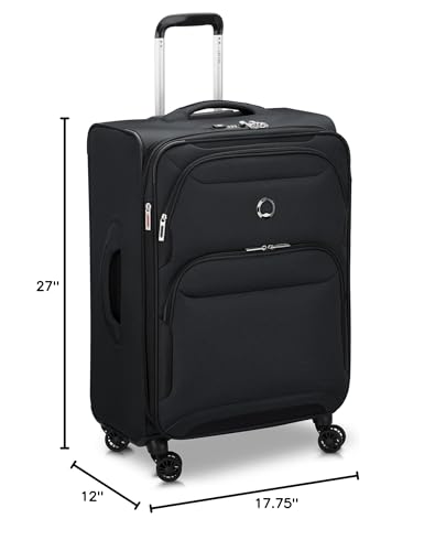 DELSEY PARIS Sky Max 2.0 Softside Expandable Luggage with Spinner Wheels, Black, Checked-Medium, 24 Inch - color: Black, size: Checked-Medium, 24 Inch