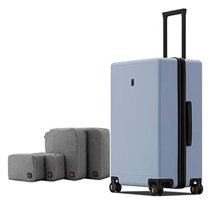 LEVEL8 Checked Luggage, 24 Inch Hardside Suitcase with Spinner Wheels - color: Light Blue, size: 24 Inch