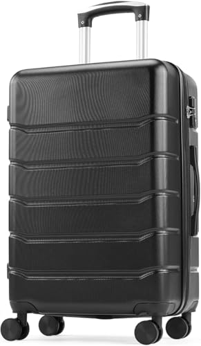 24 Inch Checked Luggage, Expandable, TSA Lock, Blue - color: Black, size: 24 Inch