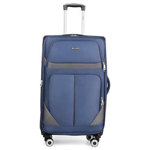 28" Checked Luggage,Softside Luggage w/4 Spinner Wheels - color: Navy-Grey, size: Checked-Large 28-Inch