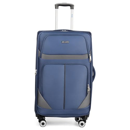 28" Checked Luggage,Softside Luggage w/4 Spinner Wheels - color: Navy-Grey, size: Checked-Large 28-Inch