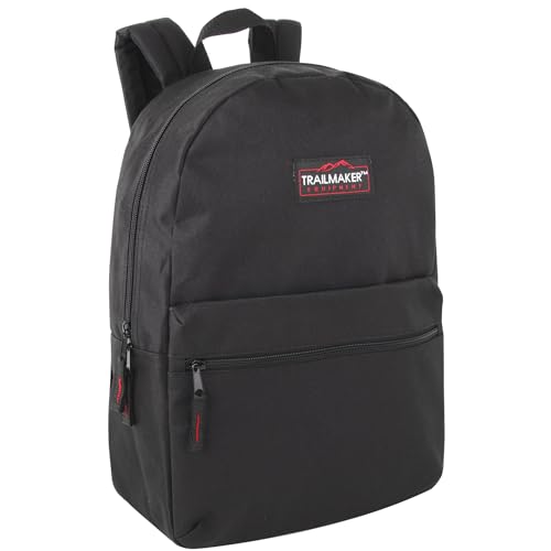 Trail maker Classic 17 inch Backpacks with Adjustable Padded Straps | School Backpacks for Girls, Boys - color: Black
